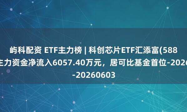 屿科配资 ETF主力榜 | 科创芯片ETF汇添富(588750)主力资金净流入6057.40万元，居可比基金首位-20260603